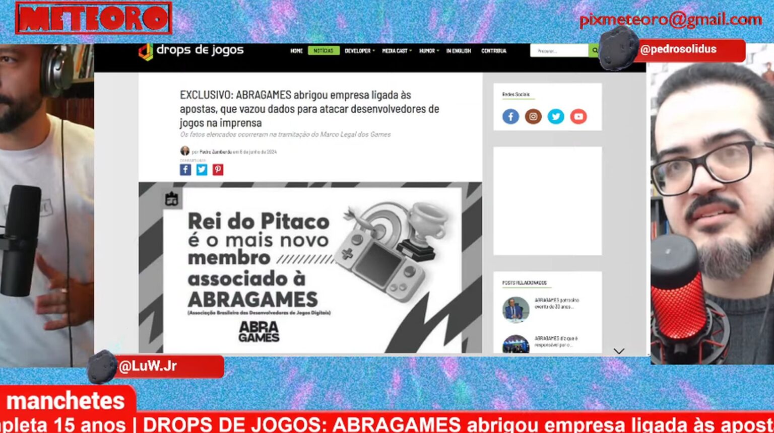 Meteoro Brasil aborda reportagem do Drops de Jogos sobre escândalo da