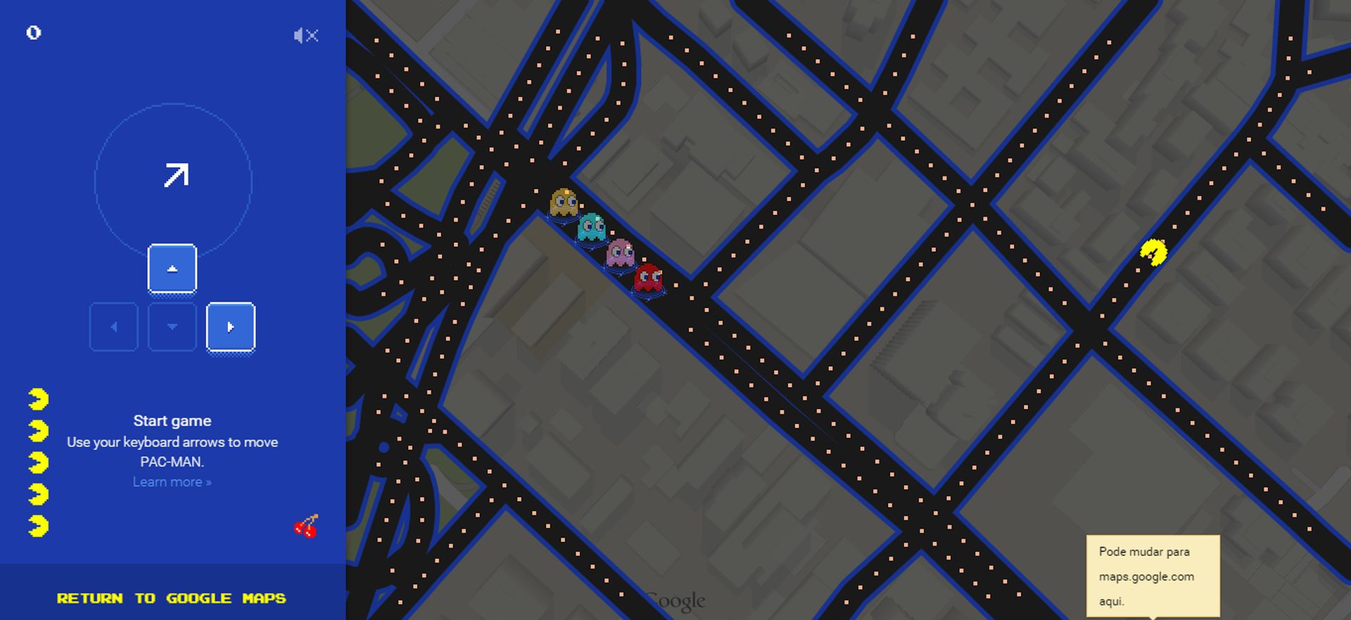 Podem jogar Pac-Man nas ruas do Google Maps