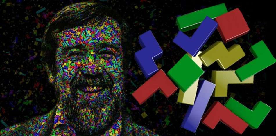 Arte: fotomontagem com imagem de Alexey Pajtinov e peças de Tetris