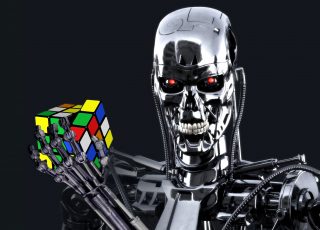 Imagem: Fotomontagem com personagem T-800 e foto do Rubik