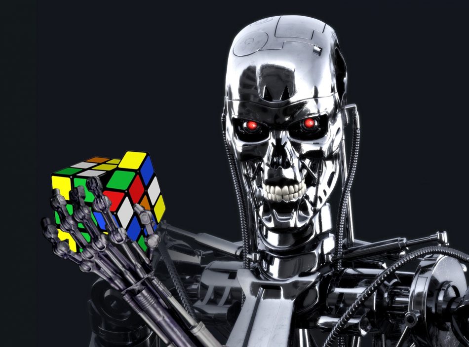 Imagem: Fotomontagem com personagem T-800 e foto do Rubik