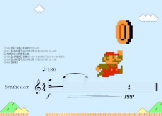 Imagem: fotomontagem com arquivo visual da nota musical do efeito sonoro do game Super Mario Bros.