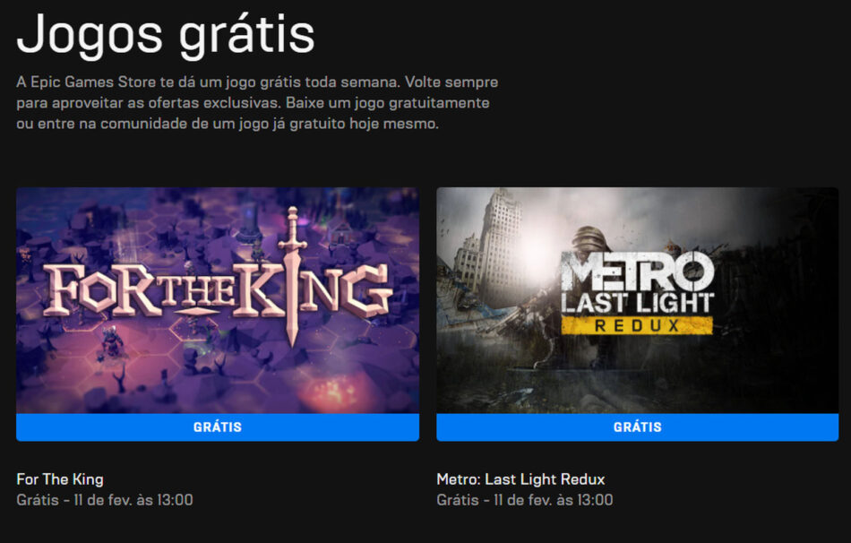 Epic Games Store solta os jogos For The King e Metro Last Light de graça -  Drops de Jogos