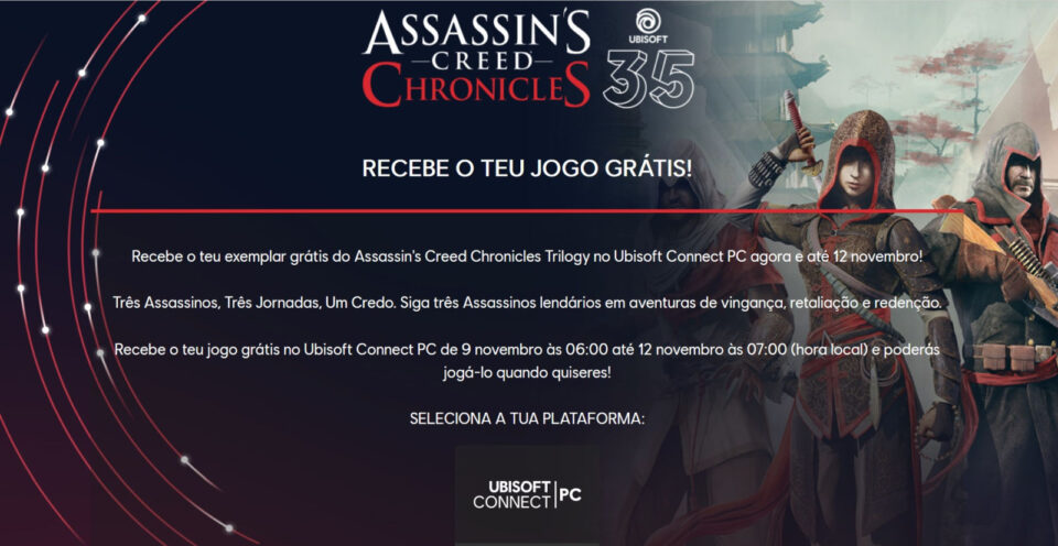 assassins creed chronicles trilogy está de graça para pc drops de jogos