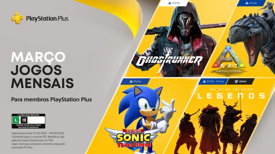 Incluindo Sonic, veja jogos de graça na PlayStation Plus em março de 2022