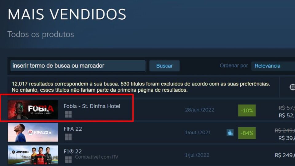 Fobia, jogo brasileiro, fica entre os mais vendidos do Steam