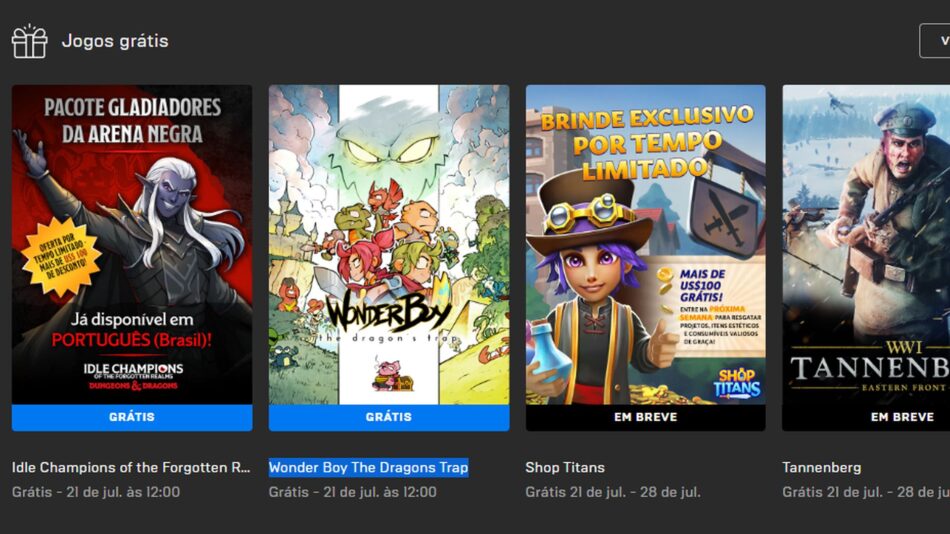 Epic Games Store solta os jogos Idle Champions e Wonder Boy The Dragons Trap de graça