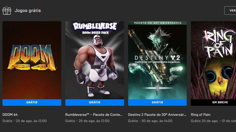 Epic Games Store solta jogos Doom 64, Rumbleverse e pacote de Destiny 2 de graça