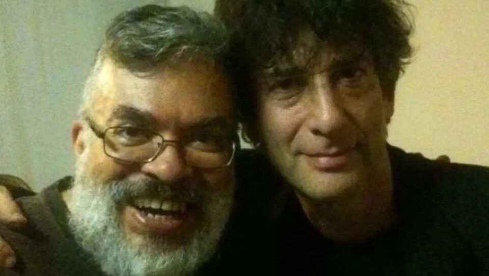 Fábio Fernandes e Neil Gaiman, em um workshop nos Estados Unidos