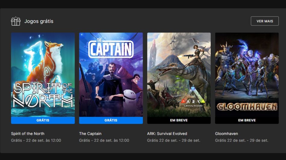 Epic Games Store solta jogos Spirit of the North e The Captain de