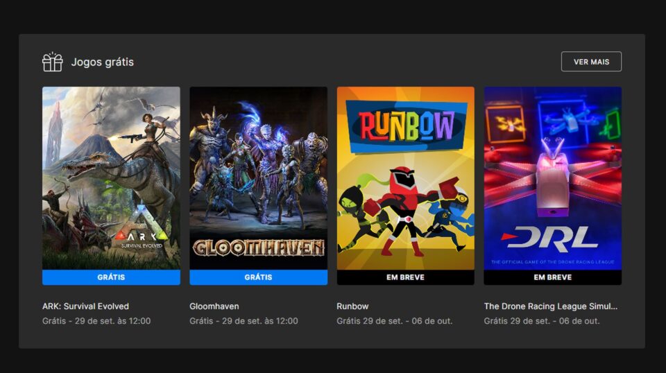 Epic Games Store disponibiliza quatro jogos para baixar de graça