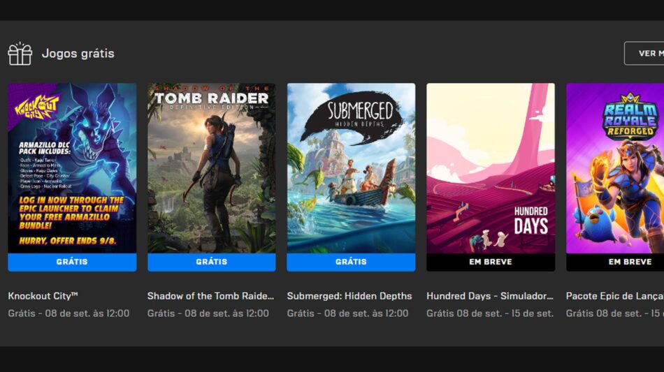 Epic Games Store solta jogos Knockout City, Shadow of the Tomb Raider e Submerged de graça