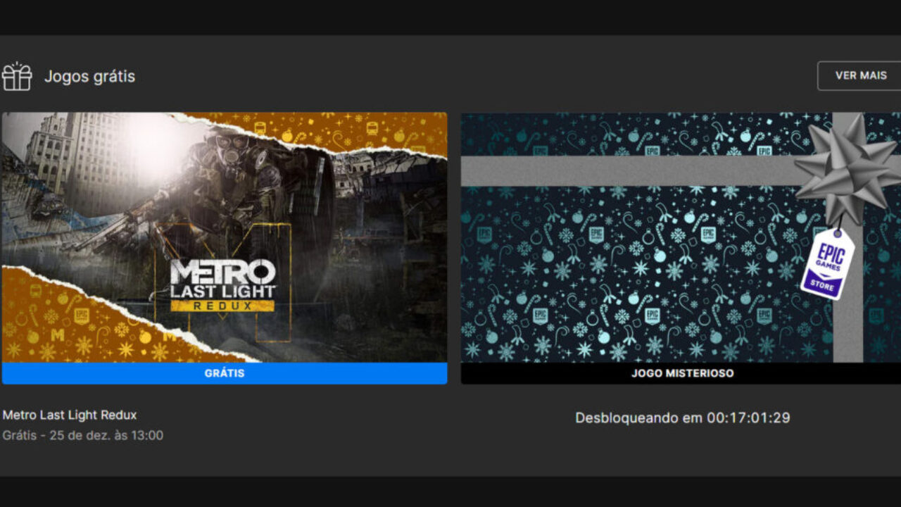 Epic Games Store dá jogos de graça diariamente por 15 dias; Metro Last  Night Redux é o décimo - Drops de Jogos