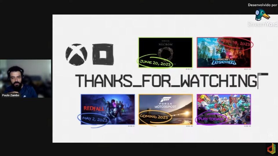 Drops de Jogos fez um react ao livestream da Xbox & Bethesda Developer Direct