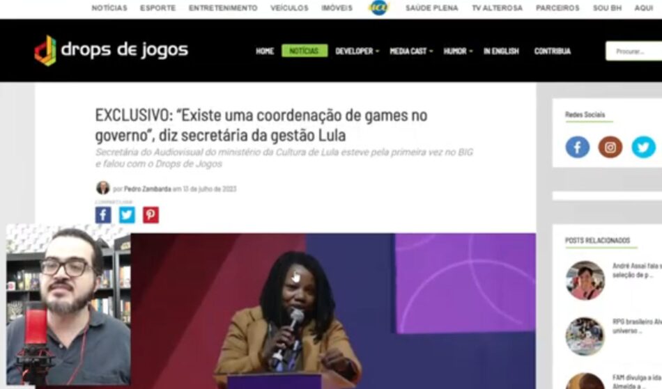 Live Cultura dos Videogames aborda entrevista com secretária do governo Lula