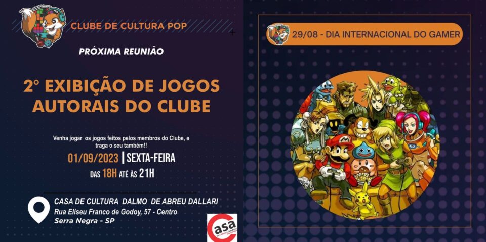 Clube de Cultura Pop, em Serra Negra, promove exibição de jogos brasileiros
