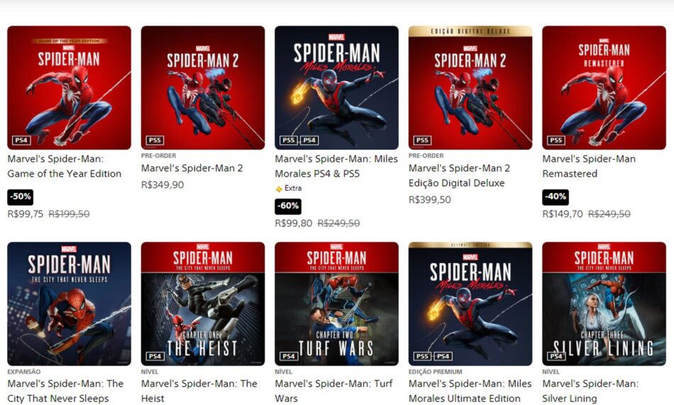 Jogos da franquia Marvel’s Spider-Man seguem com desconto na PlayStation Store