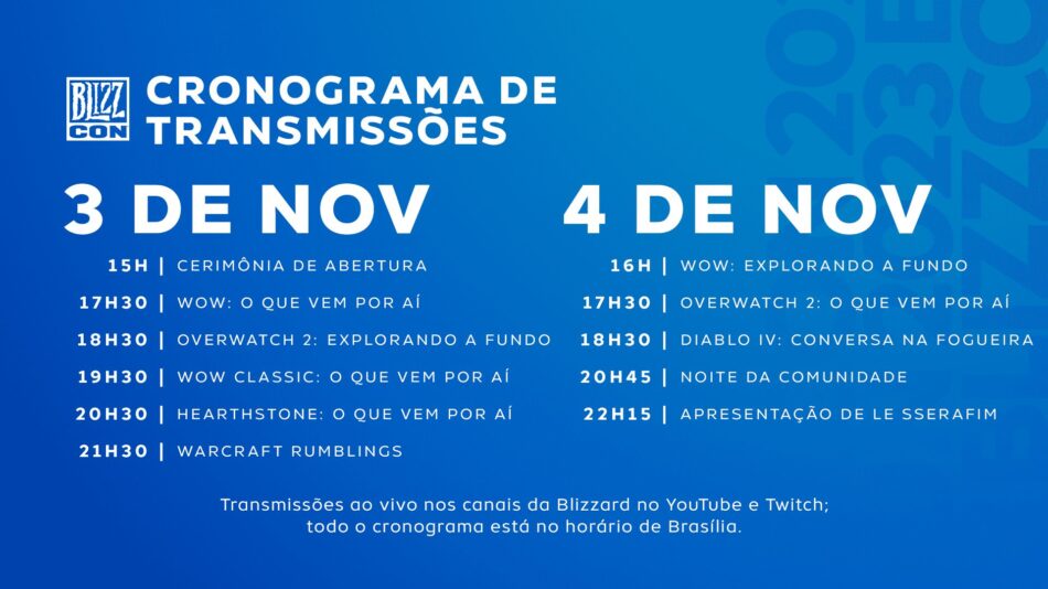 BlizzCon 2023 divulga cronograma de transmissões gratuitas de 3 e 4 de novembro