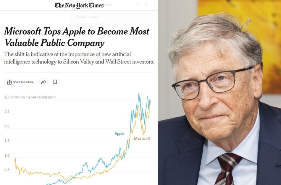 Bill Gates e a valorização da empresa que ele fundou, a Microsoft, no New York Times. Foto: Reprodução/Wikimedia Commons