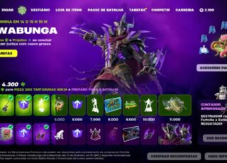 O contador das Tartarugas Ninja possui 11 recompensas desbloqueáveis em cada caminho (Epic Games/Divulgação)
