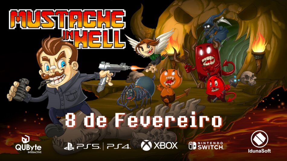 Conheça o jogo indie brasileiro Mustache In Hell. Foto: Divulgação