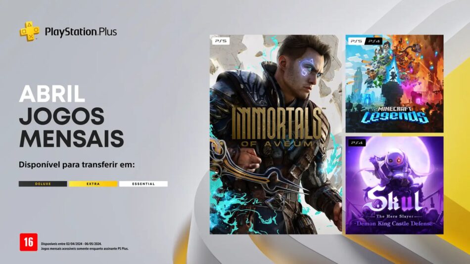 Confira os jogos mensais do PlayStation Plus do mês de abril. Foto: Divulgação