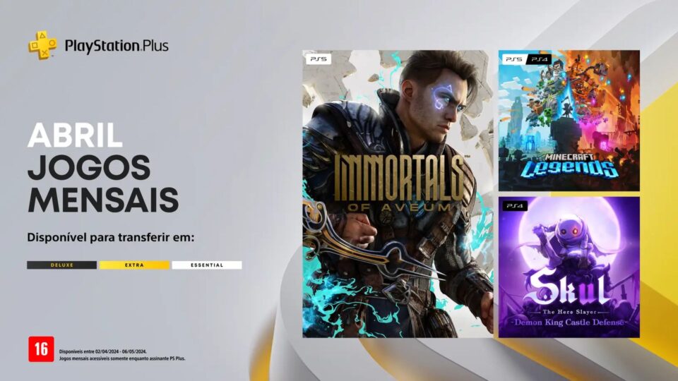 Confira os jogos mensais do PlayStation Plus do mês de abril. Foto: Divulgação