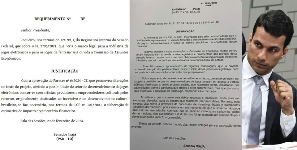 Senador ligado às apostas, Irajá tenta impedir votação do Marco Legal dos Games no Plenário. Foto: Reprodução
