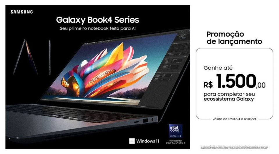 Samsung lança notebooks Galaxy Book4 Series no Brasil. Foto: Divulgação