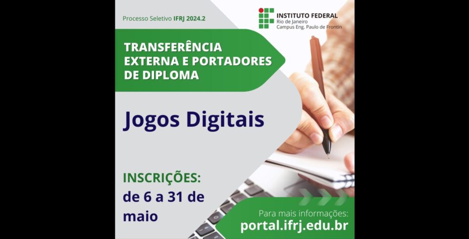 Instituto Federal do Rio abre inscrições de transferência externa para curso de Jogos Digitais. Foto: Divulgação