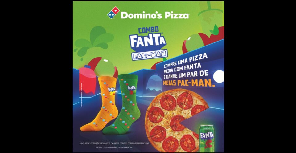 Domino’s Pizza lança ‘Combo Pac-Man’ em parceria com a Fanta. Foto: Divulgação