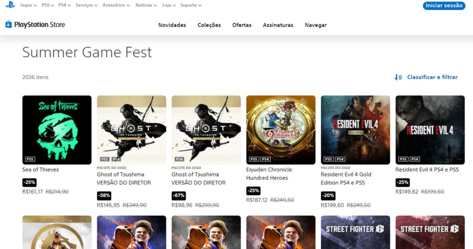 Confira a promoção da Summer Game Fest na PlayStation Store. Foto: Divulgação/Reprodução