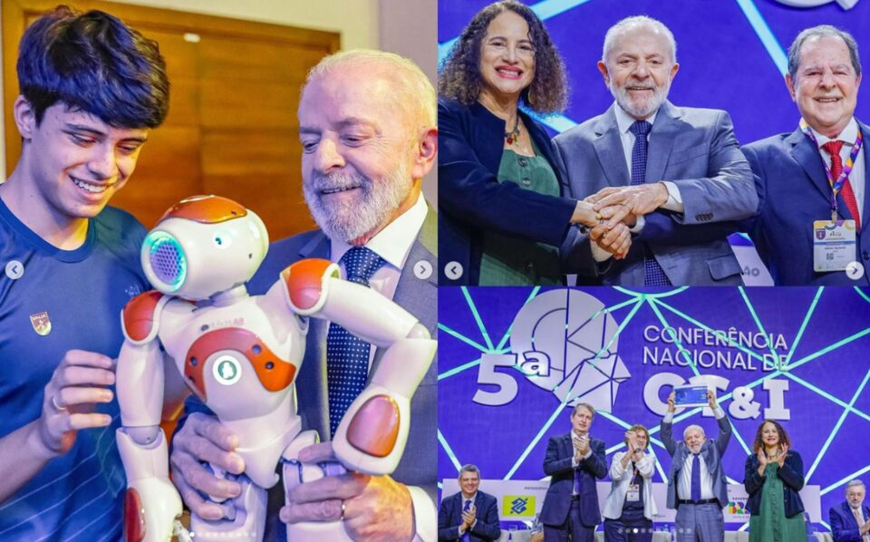 Lula vai para evento nacional de ciência e recebe o primeiro Plano Brasileiro de Inteligência Artificial. Foto: Reprodução/Instagram