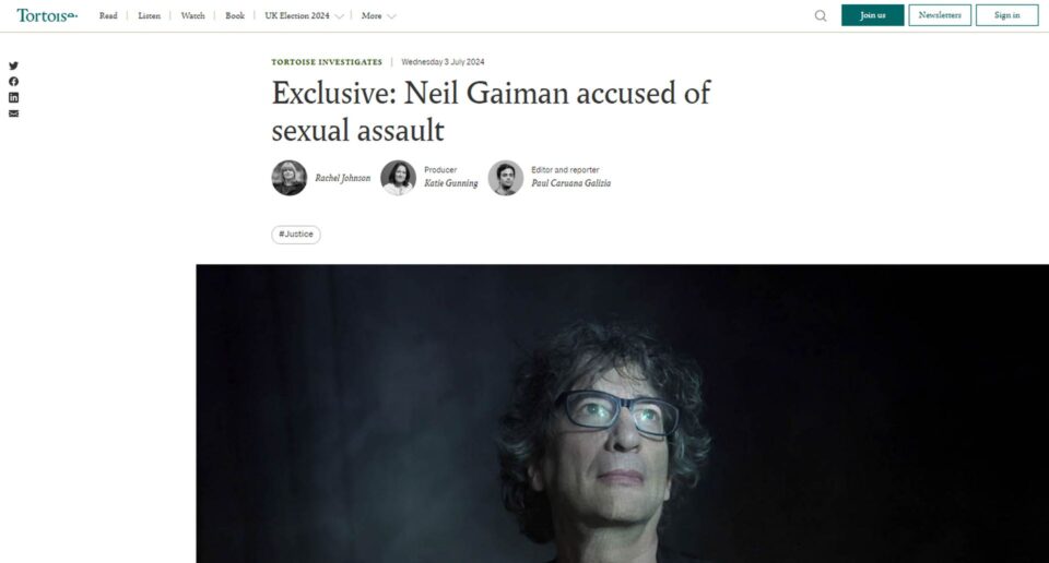 Neil Gaiman, o criador de Sandman, é acusado de agressão sexual; ele nega . Foto: Reprodução