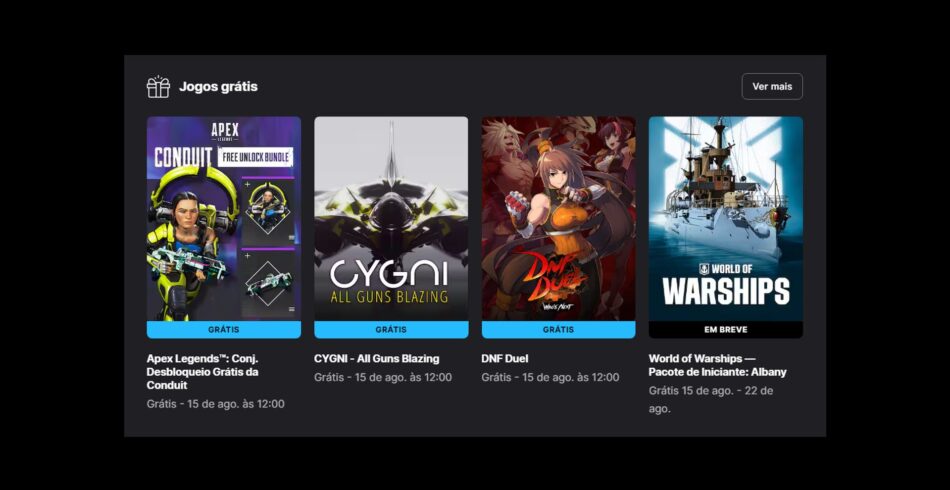 Epic Games Store solta os jogos Apex Legends: Desbloqueio da Conduit, CYGNI - All Guns Blazing e DNF Duel de graça. Foto: Reprodução/Epic