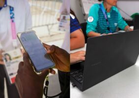 Funcionários e voluntários usam o Samsung Galaxy Book no escritório na Place de la Concorde. Foto: Divulgação