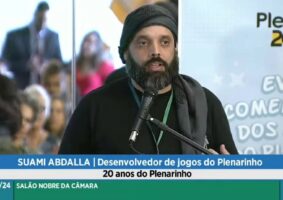 Desenvolvedor indie brasileiro apresenta jogo Aventureca na Câmara dos Deputados. Foto: Reprodução/YouTube