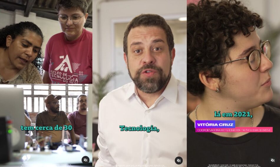 Em campanha pela prefeitura de SP, Boulos promove Núcleo de Tecnologia do MTST. Foto: Reprodução/Instagram