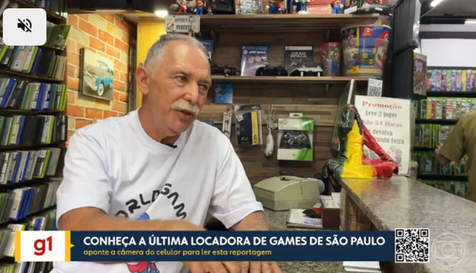 Conheça a última locadora de games de São Paulo, que tem quase três décadas. Foto: Reprodução/Globo