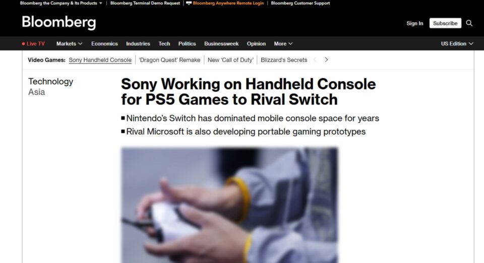 Sony pode lançar versão portátil do PS5 contra o Switch 2. Foto: Reprodução/Bloomberg