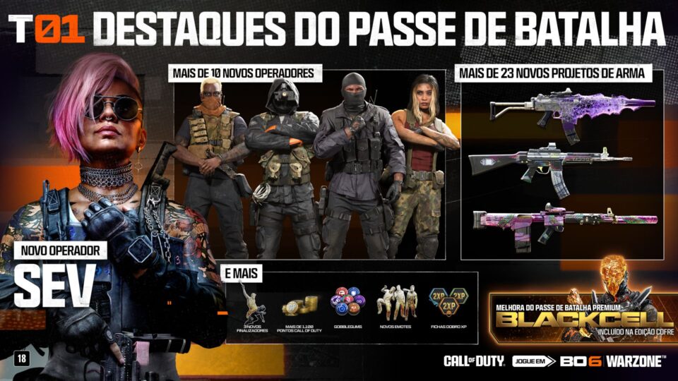 Conheça as mais de 100 recompensas do novo Passe de Batalha de Call of Duty: Black Ops 6. Foto: Divulgação