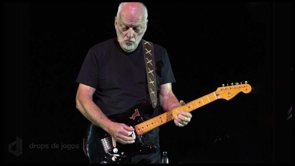 David Gilmour. Foto: Ultimate Guitar/Reprodução/Montagem Pedro Zambarda/Drops de Jogos