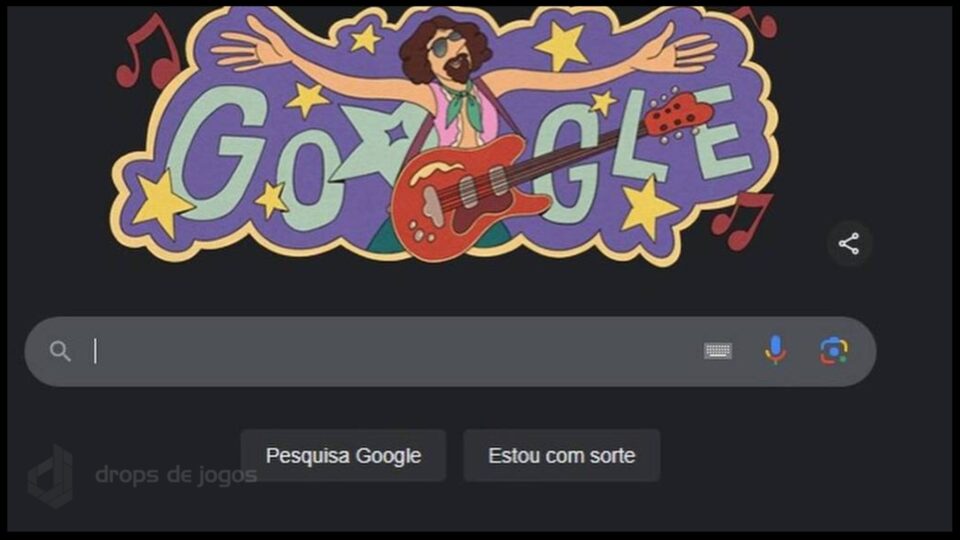 Raul Seixas é homenageado com ilustração no Google - Reprodução/Montagem Pedro Zambarda/Drops de Jogos