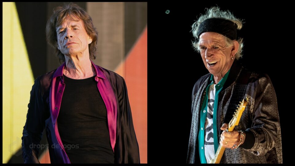 Mick Jagger e Keith Richards. Foto: Wikimedia Commons/Montagem Pedro Zambarda/Drops de Jogos