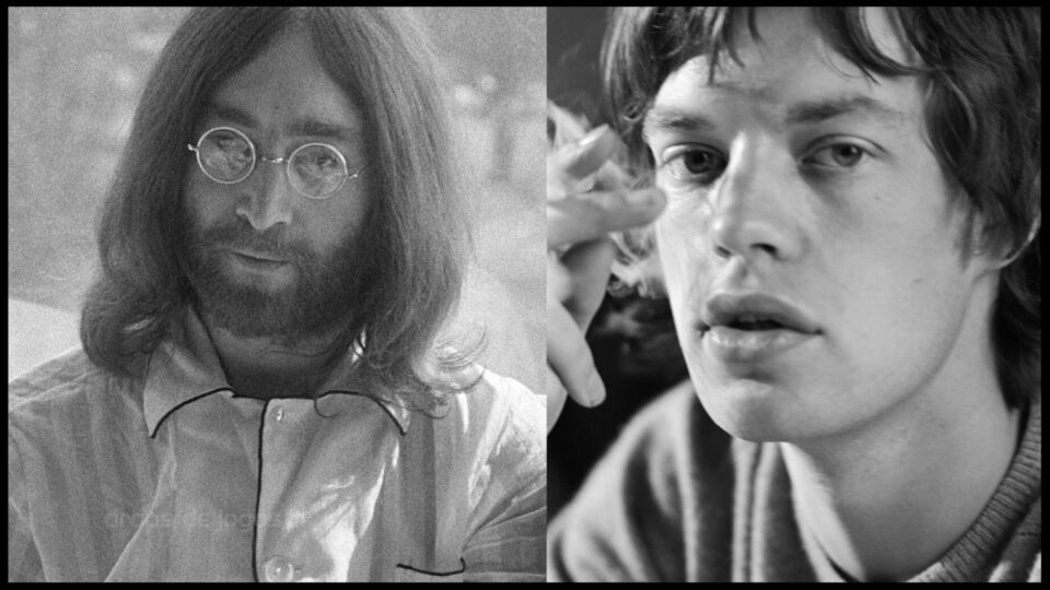 John Lennon e Mick Jagger. Foto: Wikimedia Commons/Montagem Pedro Zambarda/Drops de Jogos