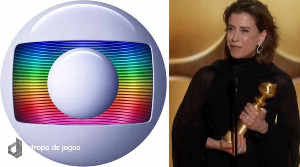 Globo e Fernanda Torres. Foto: Divulgação/Reprodução/YouTube/Montagem Pedro Zambarda/Drops de Jogos