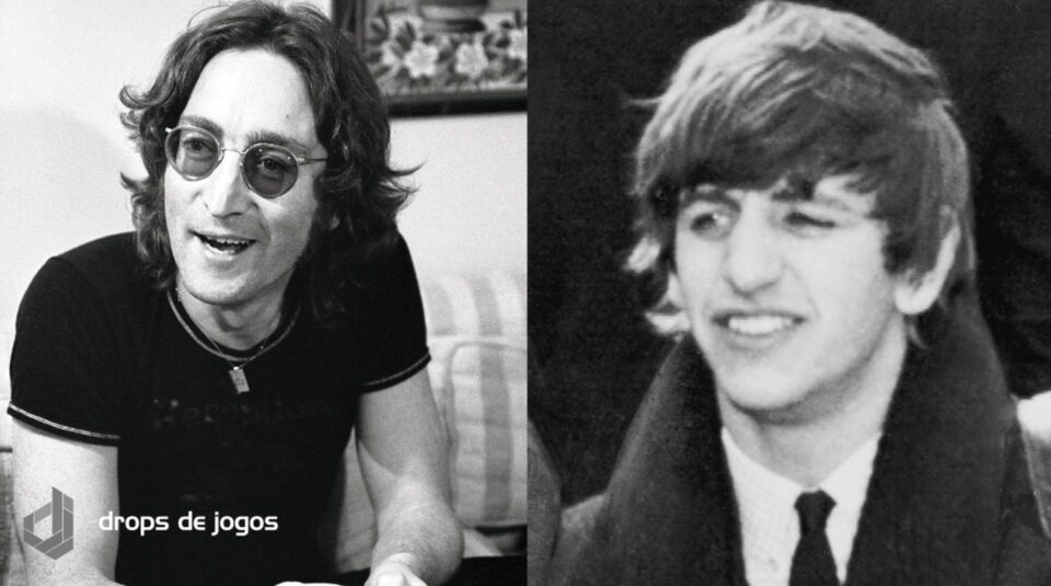 John Lennon e Ringo Starr. Foto: Wikimedia Commons/Montagem Pedro Zambarda/Drops de Jogos