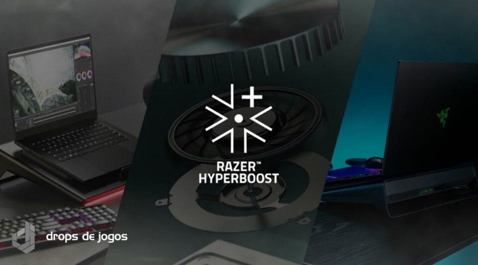 Conheça o Razer HyperBoost e o Razer Laptop Cooling Pad. Foto: Divulgação/Montagem Pedro Zambarda/Drops de Jogos