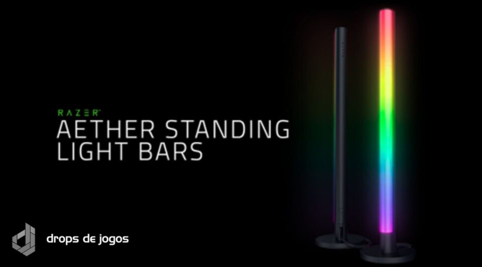 Conheça a linha de iluminação Razer Aether Standing Light Bars. Foto: Divulgação/Montagem Pedro Zambarda/Drops de Jogos